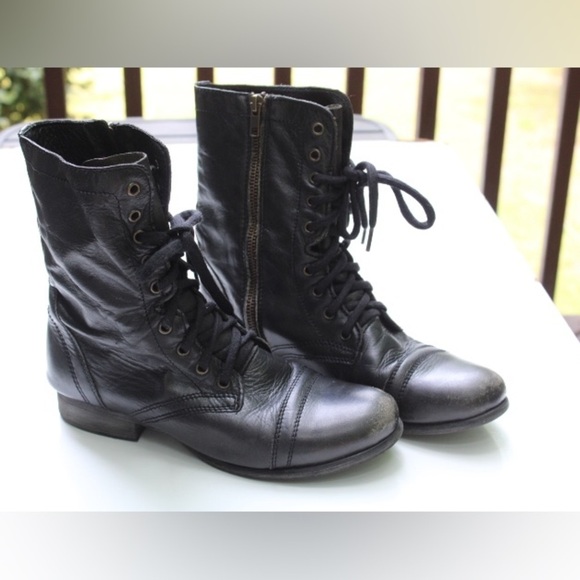 Steve Madden Troopa Black Combat Boots - Picture 11 of 12